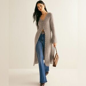 NWT Commense Stacking V-Neck Split Long Cardigan Sweater Dress — Sz Large